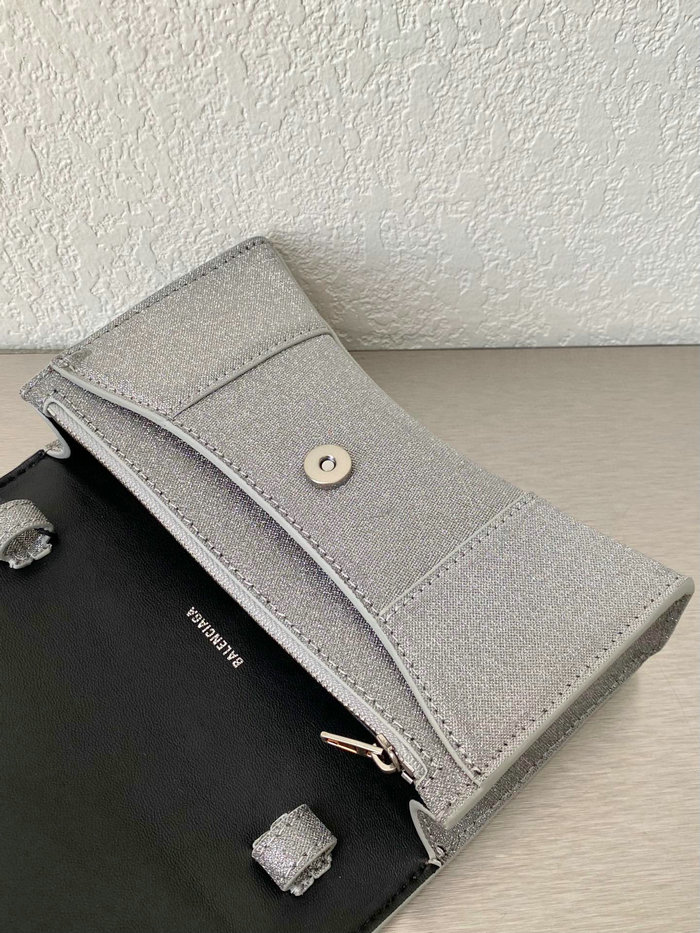 Balenciaga Hourglass XS Wallet On Chain Silver 656050