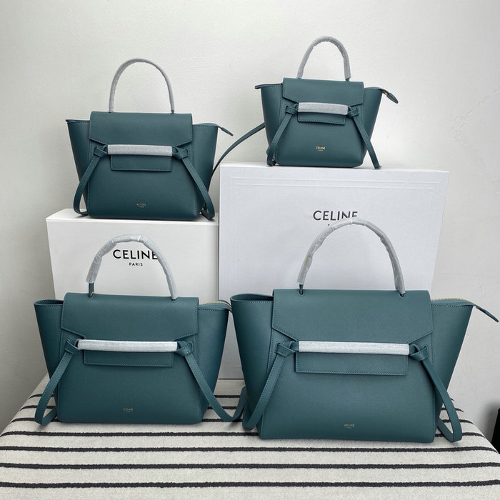 Celine Grained Calfskin Belt Bag Petrol C10221