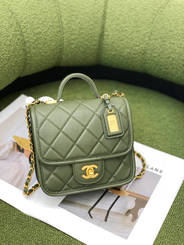 Chanel 22k Mini Flap Bag Green AS3652