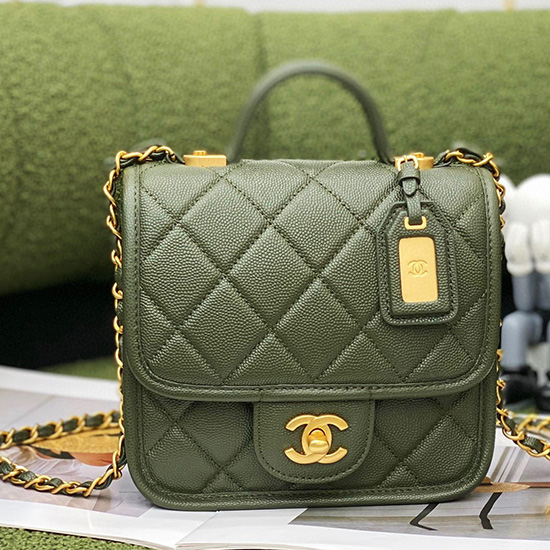 Chanel 22k Mini Flap Bag Green AS3652