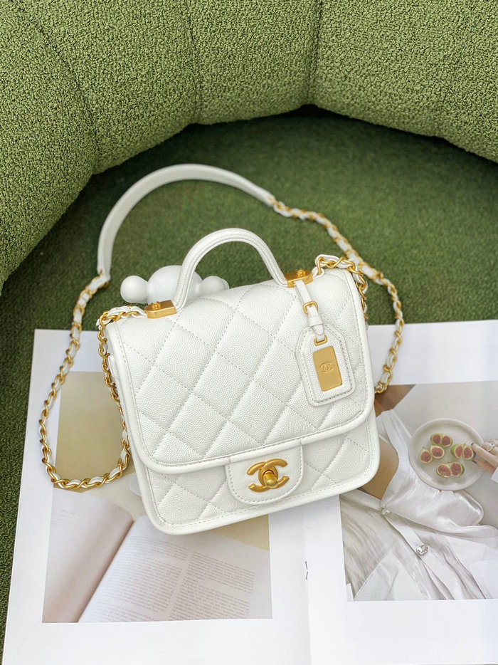 Chanel 22k Mini Flap Bag White AS3652