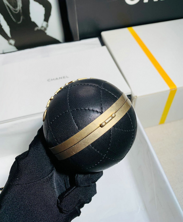 Chanel Lambskin Sphere Minaudiere Black AP2895