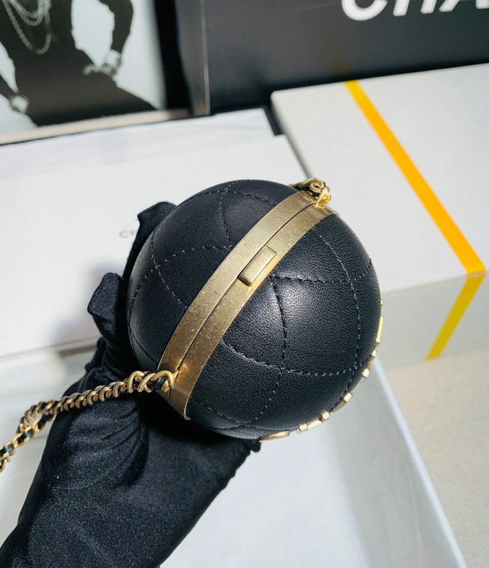 Chanel Lambskin Sphere Minaudiere Black AP2895