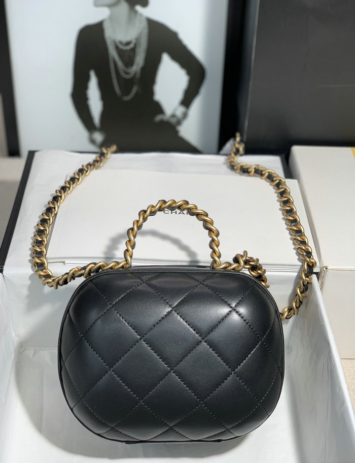 Chanel Lambskin Vanity Case with Chain Black AS3066