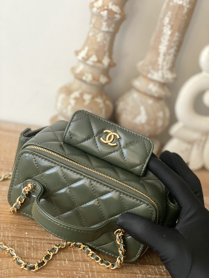 Chanel Mini Leather Shoulder Bag Khaki AP81231