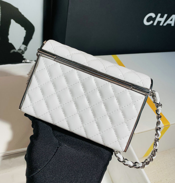 Chanel Small Evening Bag White with Silver AS3308