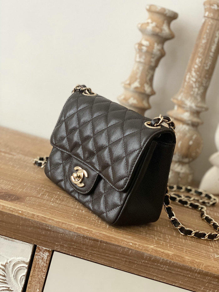 Classic Chanel Grained Calfskin Mini Flap Bag Dark Brown CF1115