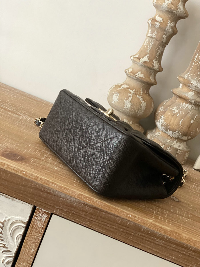 Classic Chanel Grained Calfskin Mini Flap Bag Dark Brown CF1115