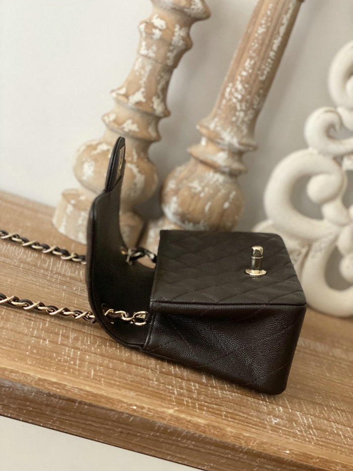 Classic Chanel Grained Calfskin Mini Flap Bag Dark Brown CF1115