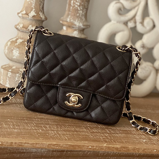 Classic Chanel Grained Calfskin Mini Flap Bag Dark Brown CF1115