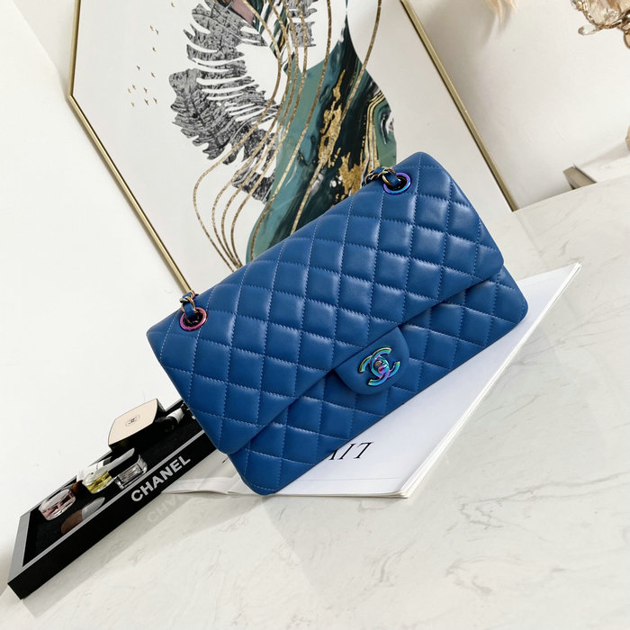 Classic Chanel Lambskin Medium Flap Bag Blue CF1112