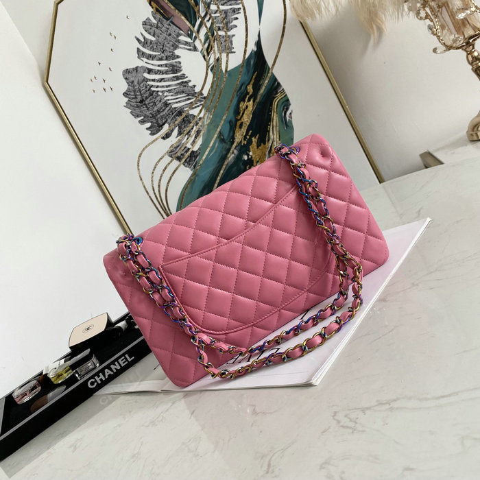 Classic Chanel Lambskin Medium Flap Bag Pink CF1112