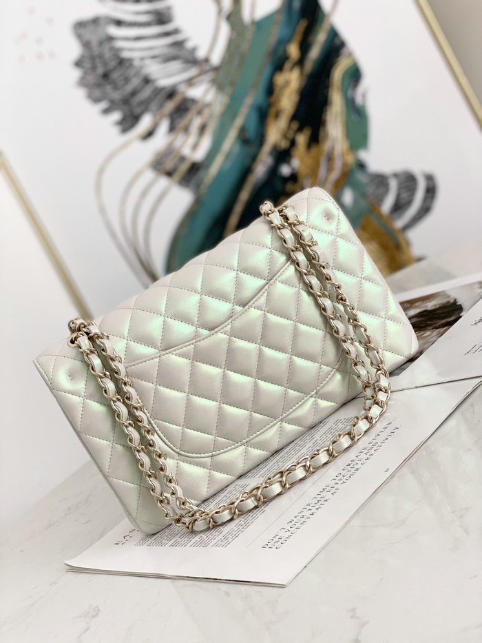 Classic Chanel Lambskin Medium Flap Bag White CF1112