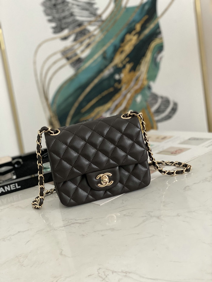 Classic Chanel Lambskin Mini Flap Bag Dark Brown CF1115