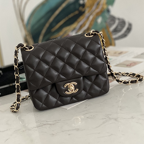 Classic Chanel Lambskin Mini Flap Bag Dark Brown CF1115