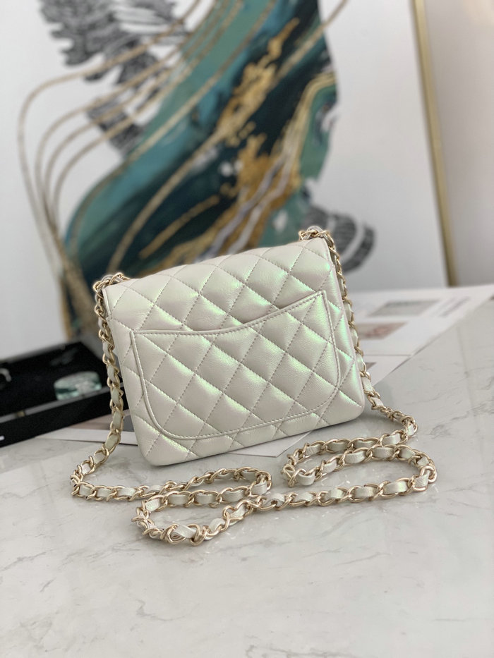 Classic Chanel Lambskin Mini Flap Bag White CF1115