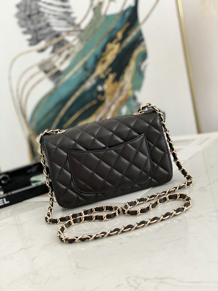 Classic Chanel Lambskin Small Flap Bag Dark Brown CF1116