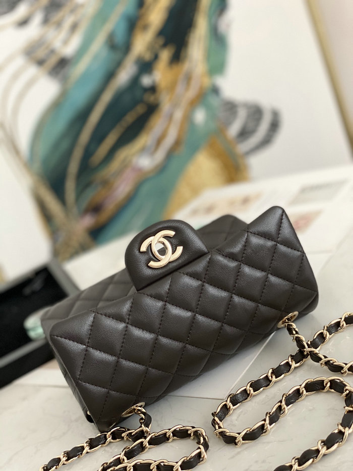 Classic Chanel Lambskin Small Flap Bag Dark Brown CF1116