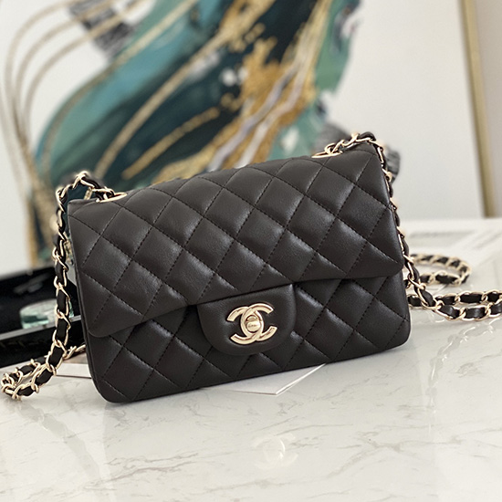 Classic Chanel Lambskin Small Flap Bag Dark Brown CF1116