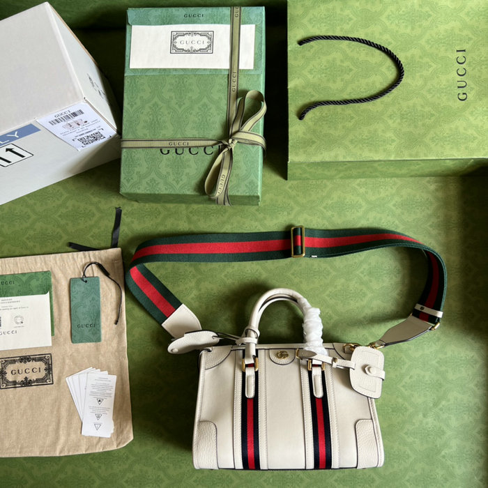 Gucci Small top handle bag with Double G White 715772