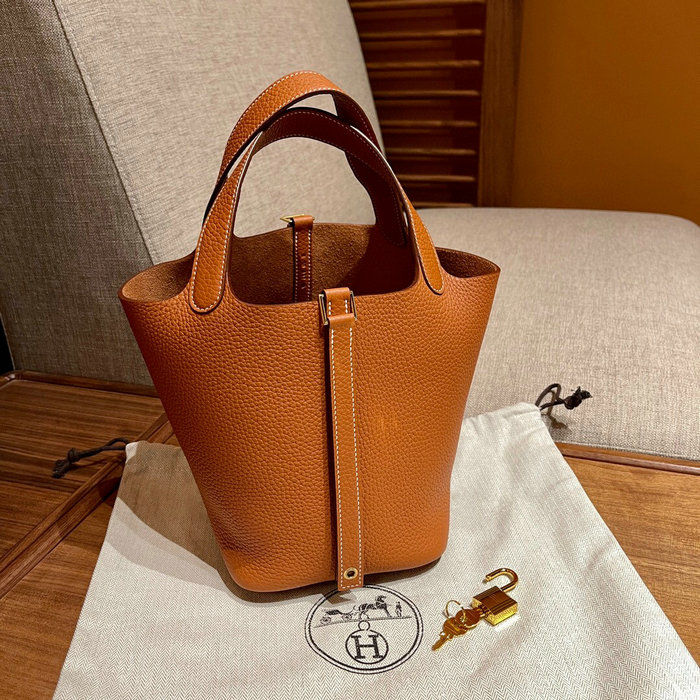 Hermes Picotin Lock 22 Tote Bag Golden Brown H82301