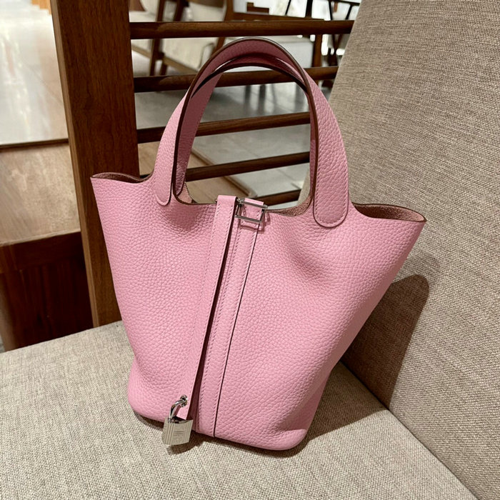 Hermes Picotin Lock 22 Tote Bag Rose Saiura H82301