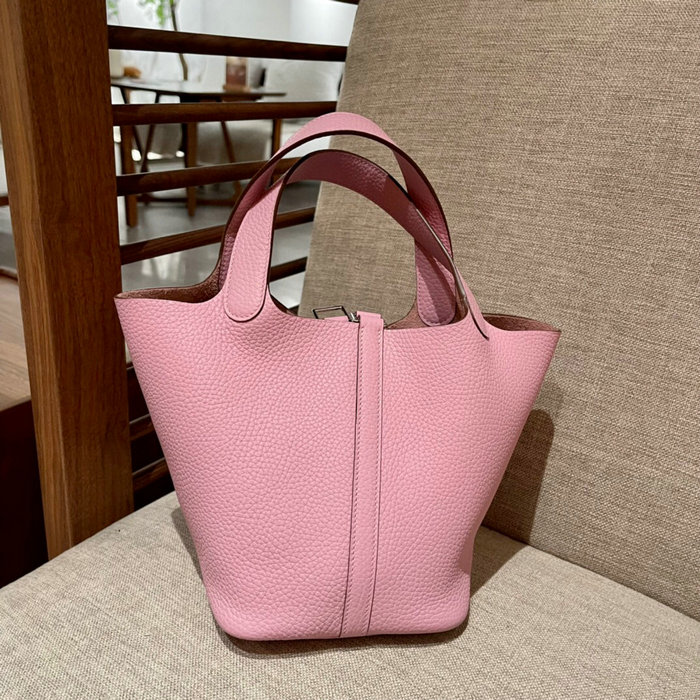 Hermes Picotin Lock 22 Tote Bag Rose Saiura H82301