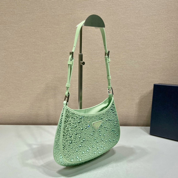 Prada Cleo satin bag with crystals Green 1BC169