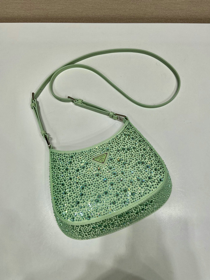 Prada Cleo satin bag with crystals Green 1BC169