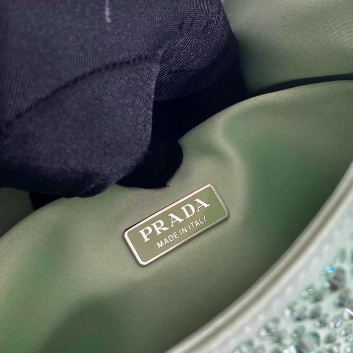 Prada Cleo satin bag with crystals Green 1BC169