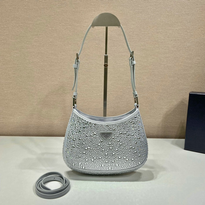 Prada Cleo satin bag with crystals White 1BC169