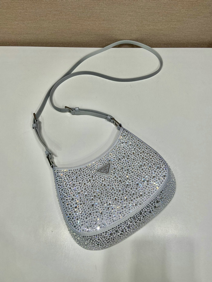 Prada Cleo satin bag with crystals White 1BC169