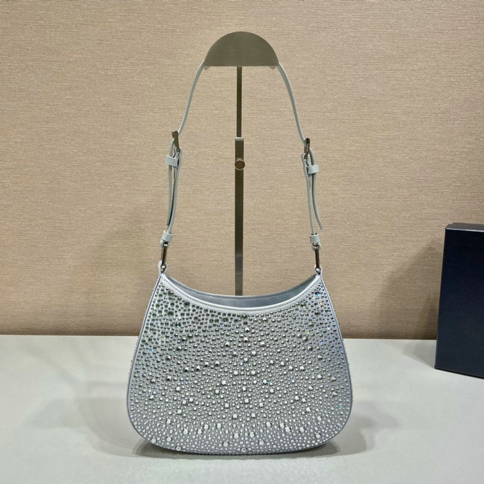 Prada Cleo satin bag with crystals White 1BC169