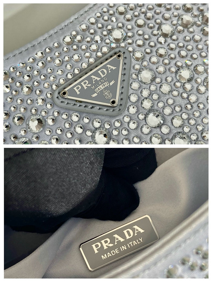 Prada Cleo satin bag with crystals White 1BC169