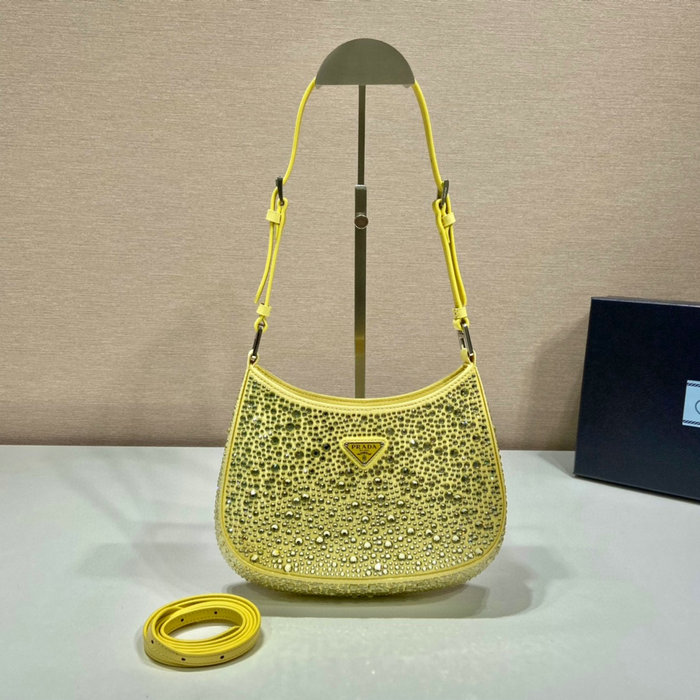 Prada Cleo satin bag with crystals Yellow 1BC169