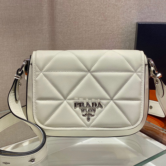 Prada Leather Shoulder Bag White 1BD283