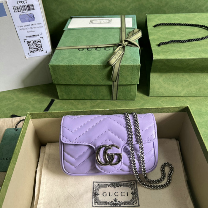 Gucci GG Marmont matelasse Super Mini Bag Lilac 476433