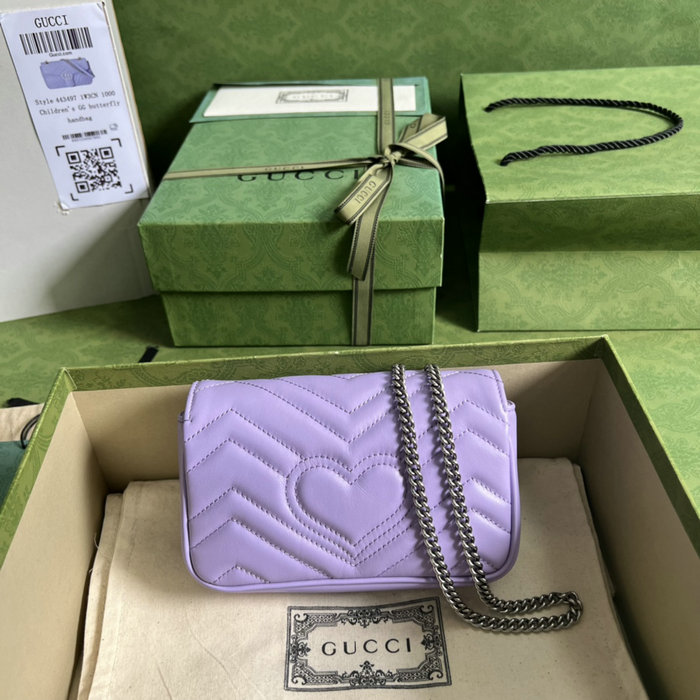 Gucci GG Marmont matelasse Super Mini Bag Lilac 476433