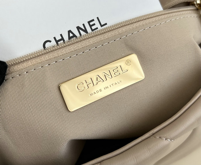 Chanel 19 Lambskin Flap Handbag Beige with Gold AS1160