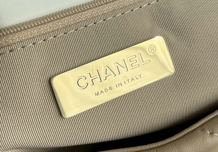 Chanel 19 Lambskin Flap Handbag Beige with Silver AS1160