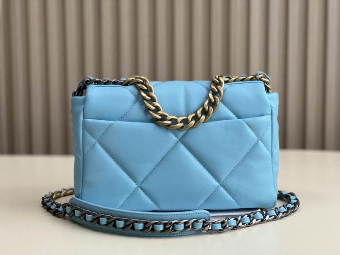 Chanel 19 Lambskin Flap Handbag Blue AS1160