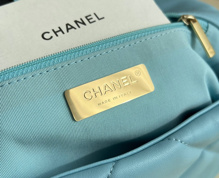 Chanel 19 Lambskin Flap Handbag Blue AS1160