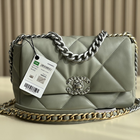 Chanel 19 Lambskin Flap Handbag Green AS1160