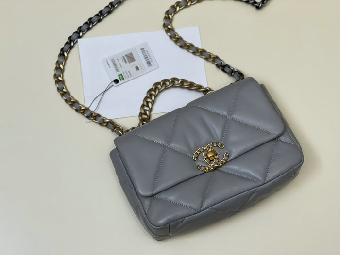 Chanel 19 Lambskin Flap Handbag Grey AS1160