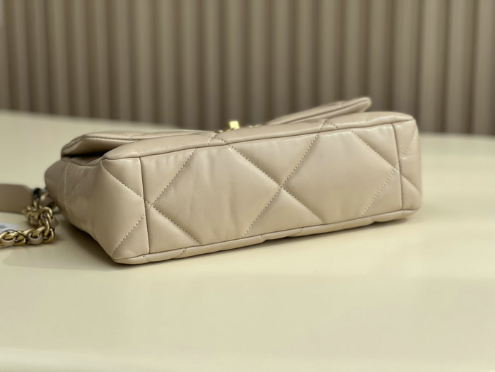 Chanel 19 Lambskin Large Flap Bag Beige with Gold AS1161