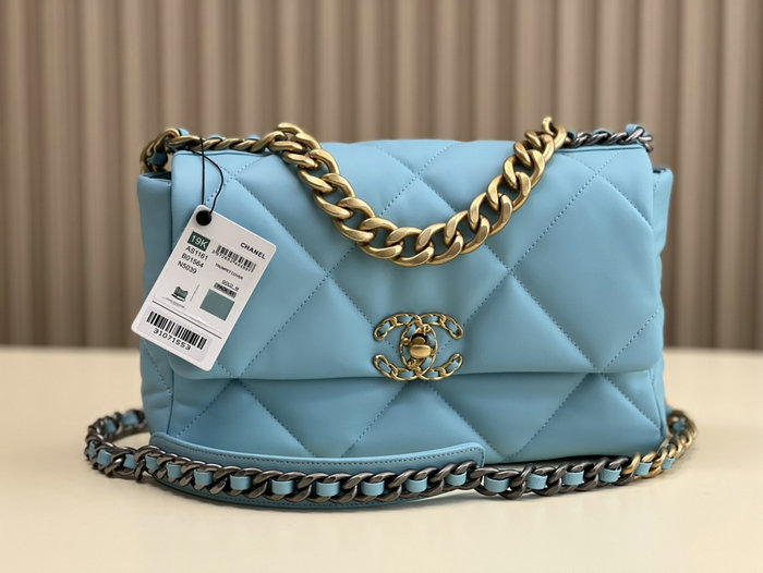 Chanel 19 Lambskin Large Flap Bag Blue AS1161