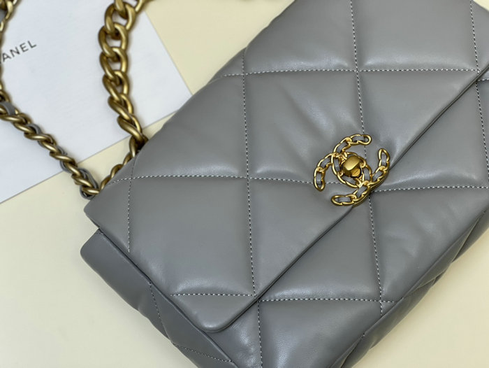 Chanel 19 Lambskin Large Flap Bag Grey AS1161