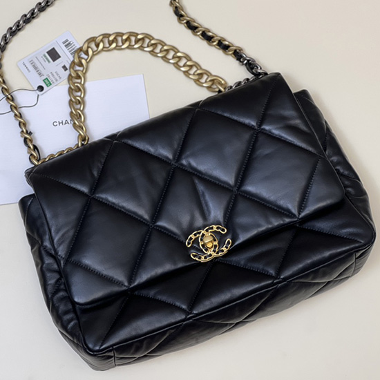 Chanel 19 Lambskin Maxi Flap Bag Black AS1162