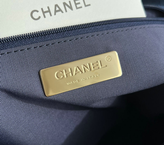 Chanel 19 Lambskin Denim Handbag Dark Blue with Gold AS1160