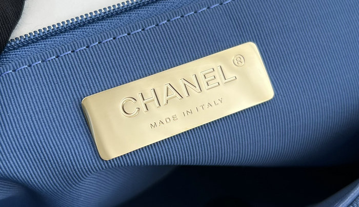 Chanel 19 Lambskin Denim Handbag Light Blue AS1160